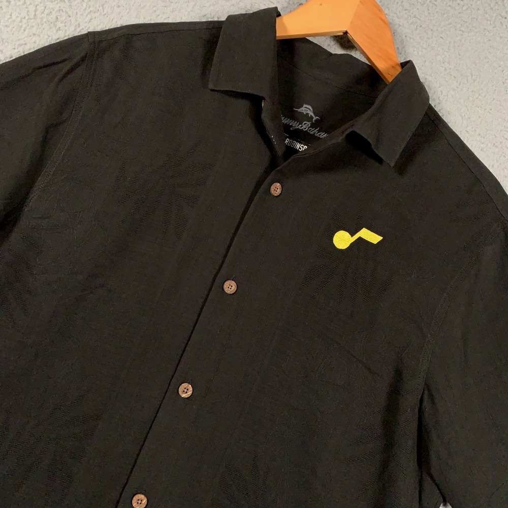 Tommy Bahama Utah Jazz Silk Camp Shirt Men's Large L Black Player Issued Tonal